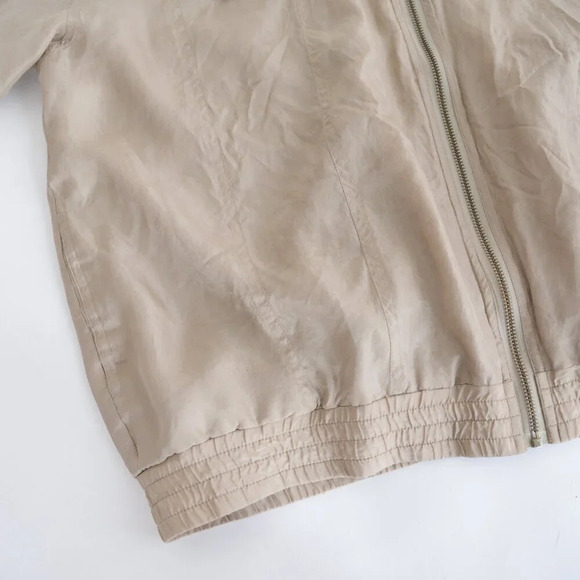 Vintage 90s Evr Rousso Apparel Champagne 100% Silk Zip Up Bomber Jacket L - Picture 7 of 11